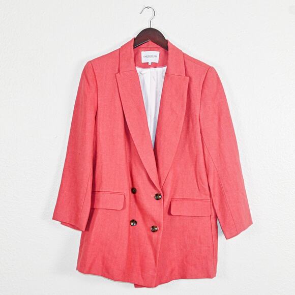 EMERSON FRY Women's Double Breasted Blazer Jacket in Pink Linen size 12 - Picture 2 of 11